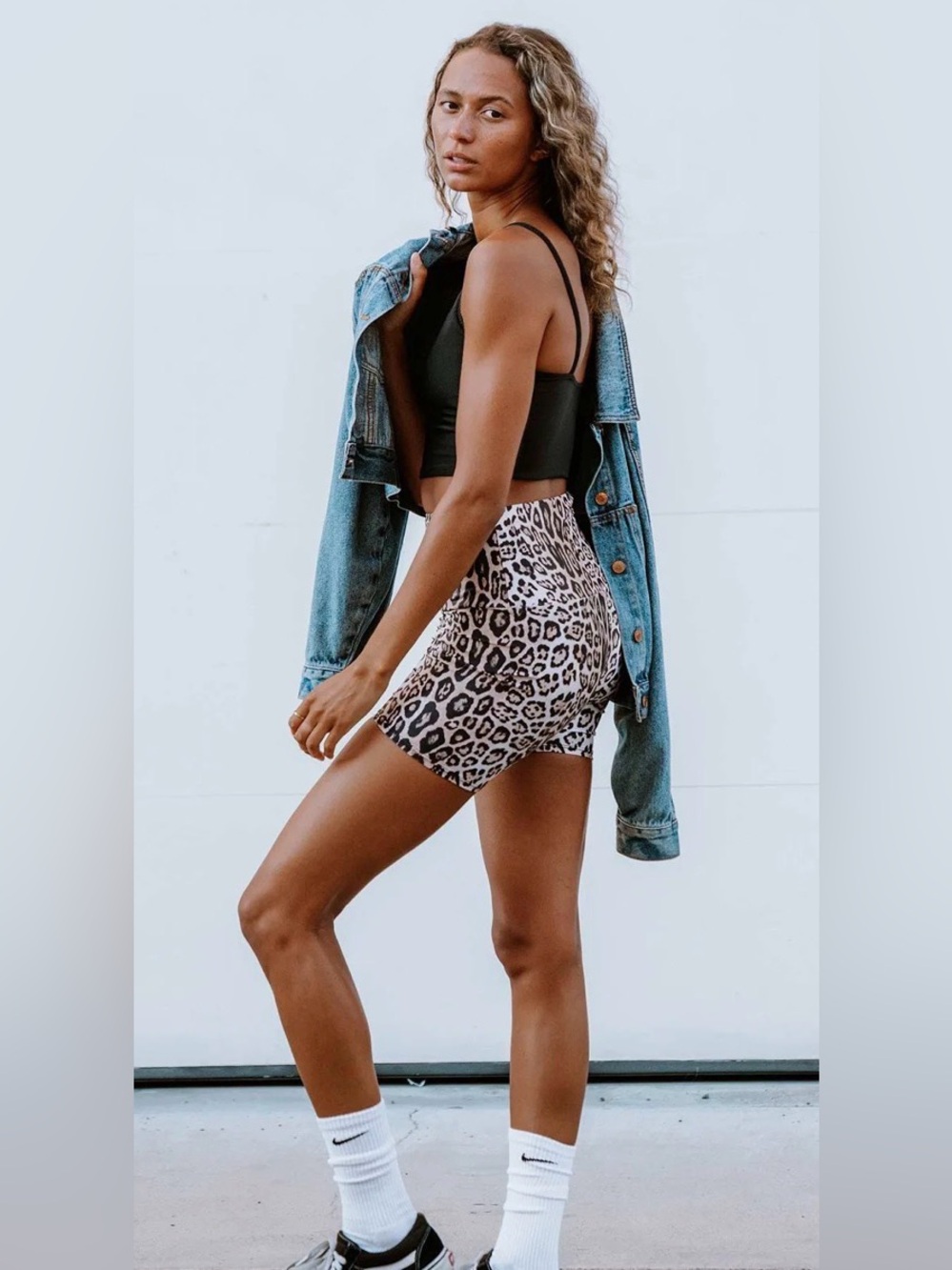 Onzie Leopard Print Shorts - Beige & Black